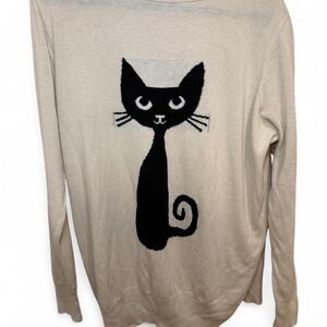 ASOS Curve Women's Cream & Black Unique Cat Halloween Graphic Jumper Sweater